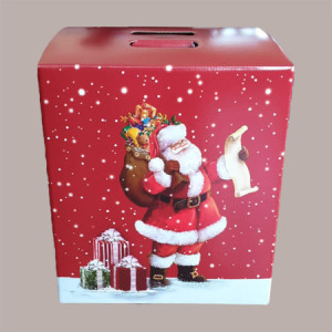 Scatola per Confezione Regalo Natale Porta Panettone Bottiglia Valigetta Media Cartoncino Rosso grafica Babbo Natale Cubotto 330x250H350mm 10 Pz
