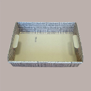 Cesto per Confezioni Regalo Natalizie in Cartoncino Marrone grafica Natale Words Rettangolare 400x300H120mm 10 Pz