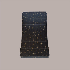 Cesto per Confezioni Regalo Natalizie in Cartoncino Nero grafica Stelle Oro Rettangolare Piccolo 310x220H90mm 10 Pz [22ace1f0]