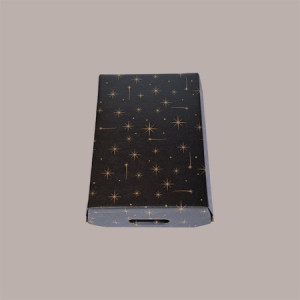 Cesto per Confezioni Regalo Natalizie in Cartoncino Nero grafica Stelle Oro Rettangolare Piccolo 310x220H90mm 10 Pz [4c9763f9]