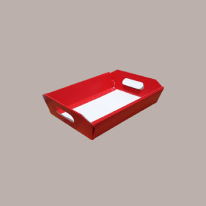 Cesto per Confezioni Regalo Natalizie in Cartoncino Rosso grafica effetto pelle Rettangolare Piccolo 310x220H90mm 10 Pz