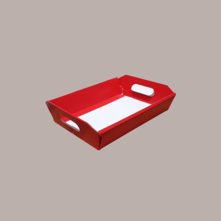 Cesto per Confezioni Regalo Natalizie in Cartoncino Rosso grafica effetto pelle Rettangolare Grande 400x300H120mm 10  [2b790e70]