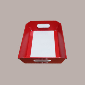 Cesto per Confezioni Regalo Natalizie in Cartoncino Rosso grafica effetto pelle Rettangolare Gigante 520x410H135mm 5  [f19310f8]