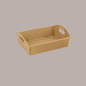 Cesto per Confezioni Regalo Natalizie in Cartoncino Avana Ondulato Rettangolare Grande 430x300H100mm 10 Pz [b2e93330]