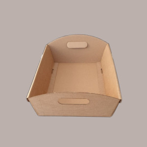 Cesto per Confezioni Regalo Natalizie in Cartoncino Avana Ondulato Rettangolare Mini 220x155H60mm 10 Pz