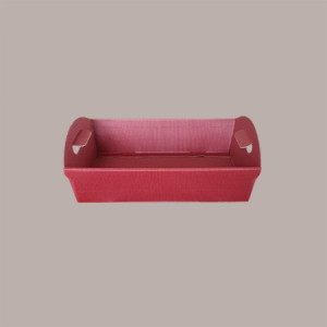 Cesto per Confezioni Regalo Natalizie in Cartoncino Bordeaux Ondulato Rettangolare Grande 430x300H100mm 10 Pz