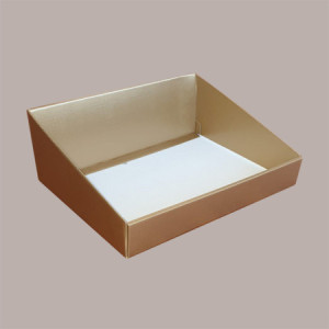 Cesto per Confezioni Regalo Natalizie Vassoio in Cartoncino grafica Seta Oro Rettangolare Grande 400x320H150mm 5 Pz [d3b75ea7]