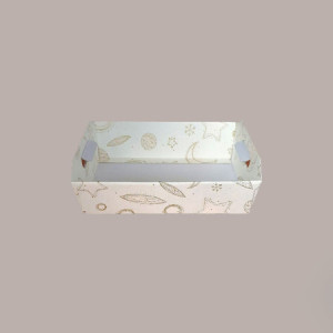 Cesto per Confezioni Regalo Natalizie in Cartoncino grafica White Rettangolare Piccolo 310x220H90mm 10 Pz