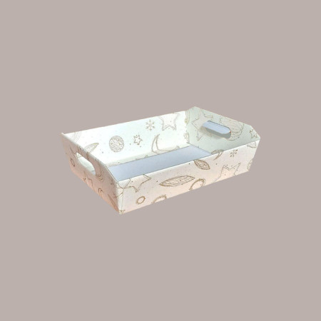 Cesto per Confezioni Regalo Natalizie in Cartoncino grafica White Rettangolare Medio 370x260H70mm 10 Pz [c195b52b]