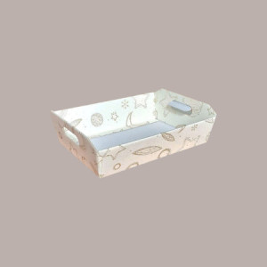 Cesto per Confezioni Regalo Natalizie in Cartoncino grafica White Rettangolare Grande 400x300H120mm 10 Pz [d5be56d0]