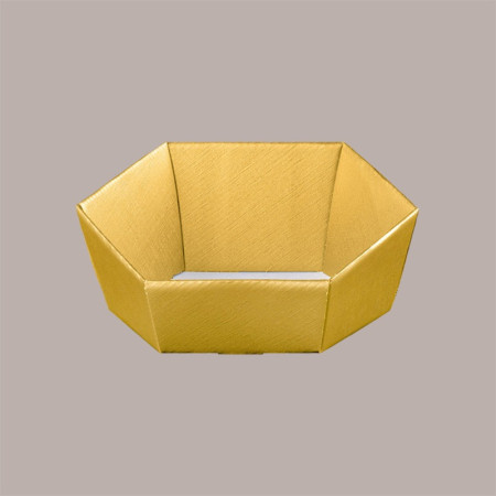Cesto Vassoio Esagonale Fibra Oro per Cesti Regalo 380x300 H100 mm 5 Pz [ddbf7624]