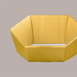 Cesto Vassoio Esagonale Fibra Oro per Cesti Regalo 380x300 H100 mm 5 Pz [b384f42d]
