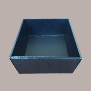 Cesto per Confezioni Natalizie Vassoio Conico in Cartoncino Nero grafica effetto pelle rettangolare mini 230x170H80mm 10 Pz
