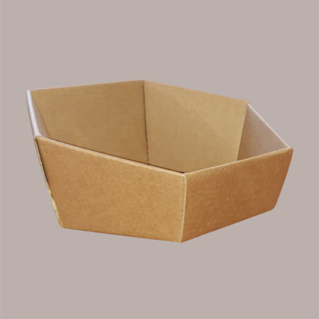Cesto per Confezioni Natalizie Vassoio in Cartoncino Avana Liscio Esagonale Piccolo 290x230H85mm 10 Pz [8561ecc9]