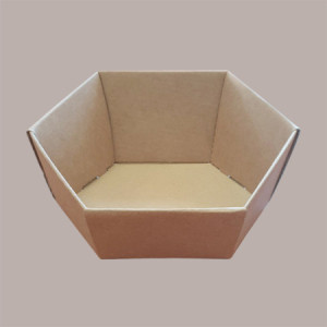 Cesto per Confezioni Natalizie Vassoio in Cartoncino Avana Liscio Esagonale Piccolo 290x230H85mm 10 Pz