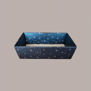 Cesto per Confezioni Natalizie Vassoio Conico in Cartoncino Nero grafica Stelle Oro rettangolare grande 400x300H115mm [d767dbac]