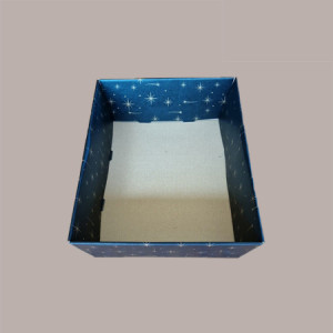 Cesto per Confezioni Natalizie Vassoio Conico in Cartoncino Nero grafica Stelle Oro rettangolare grande 400x300H115mm [d2379cb2]